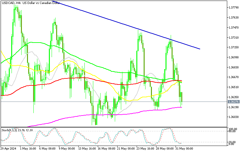 Chart USDCAD, H4, 2024.05.31 20:05 UTC, MetaQuotes Ltd., MetaTrader 5, Demo